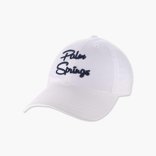 Retro Script White Palm Springs Adjustable Hat