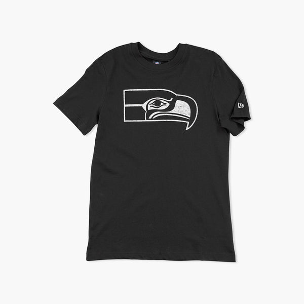 Seattle Seahawks Black & White Throwback Logo T-Shirt