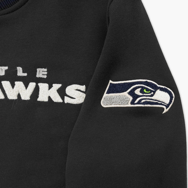 Seattle Seahawks Black Midnight Stripe Crewneck