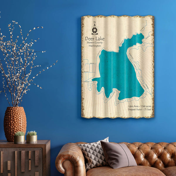 Deer Lake, Washington - Corrugated Metal Wall Art