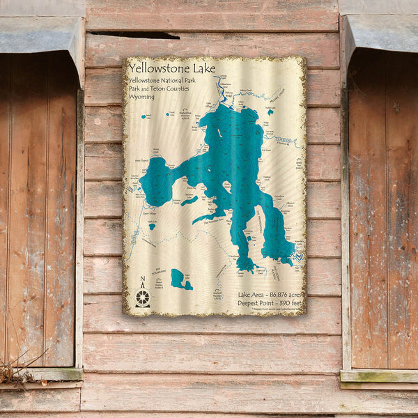 Yellowstone Lake - Corrugated Metal Wall Art
