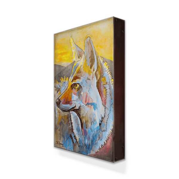 Wild and Free - Coyote in Profile: Metal Box Art