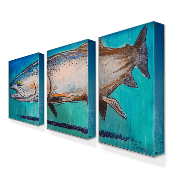 Steelhead Splendor: 3-Piece Metal Box Art