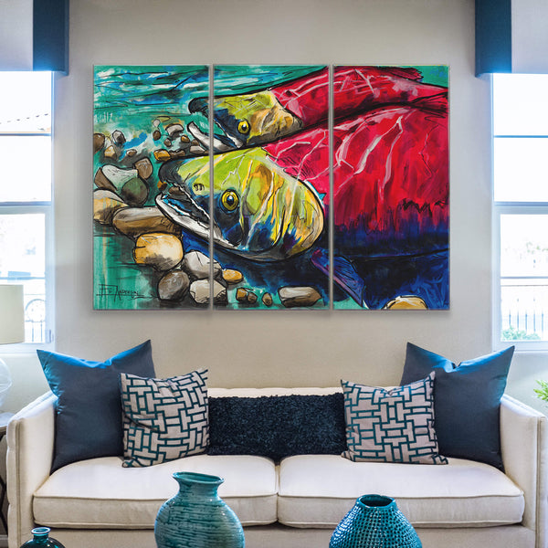 Sockeye Salmon: 3-Piece Metal Box Art