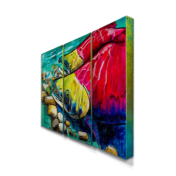 Sockeye Salmon: 3-Piece Metal Box Art