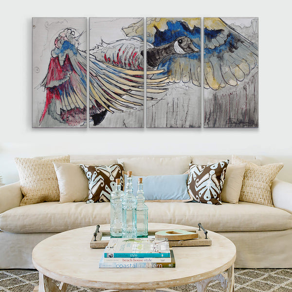 Canadian Goose in Flight: 4-Piece Metal Box Art