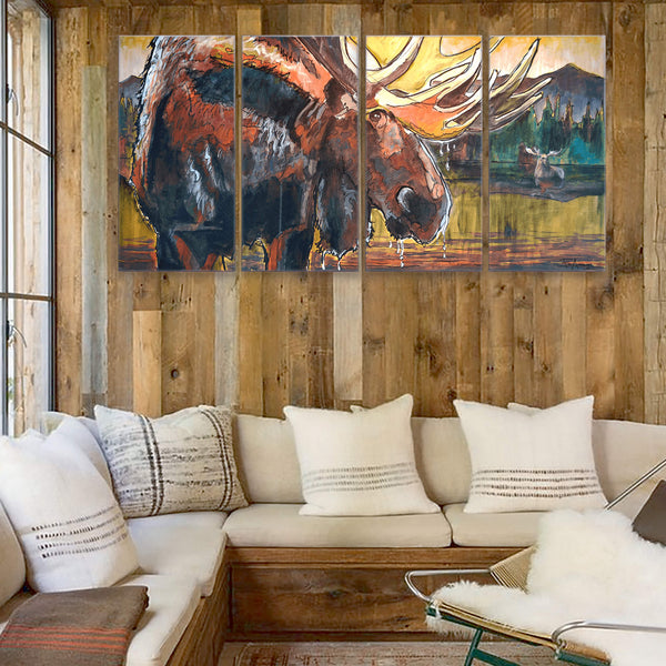 Old Bull Moose: 4-Piece Metal Box Art