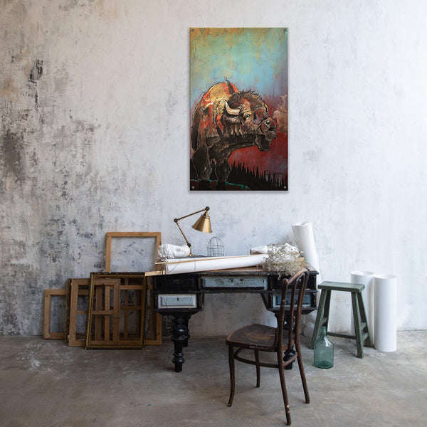 Bison Rendezvous - Wood & Metal Wall Art