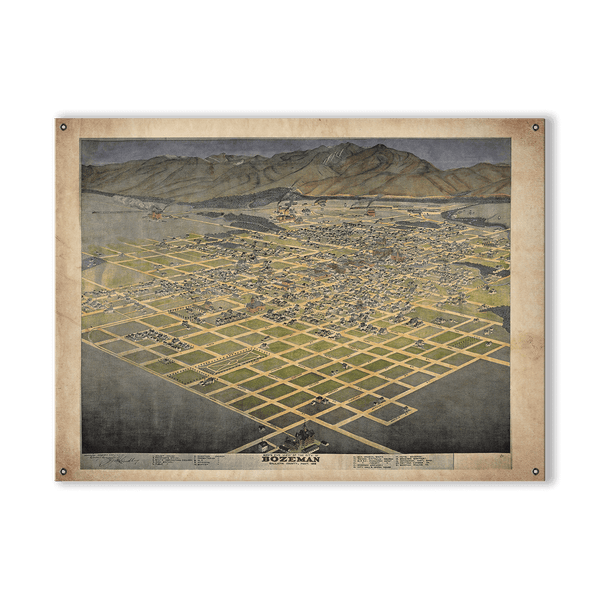 Bird's Eye View of Bozeman, Montana - Wood & Metal Wall Art