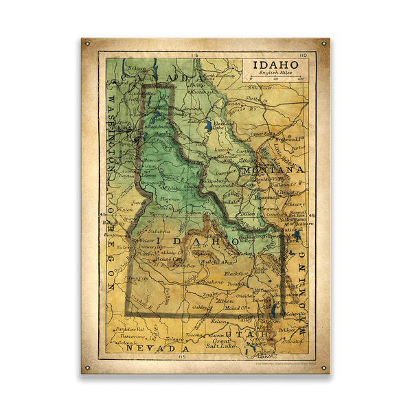 Historic 1906 Map of Idaho - Wood & Metal Wall Art