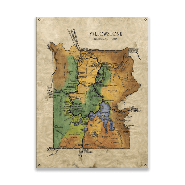 Historic Yellowstone National Park, 1949 - Wood & Metal Wall Art