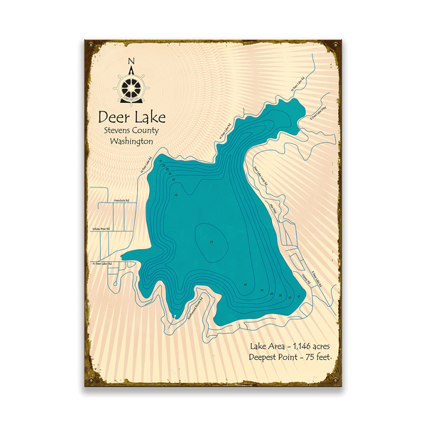 Deer Lake, Washington - Wood & Metal Wall Art