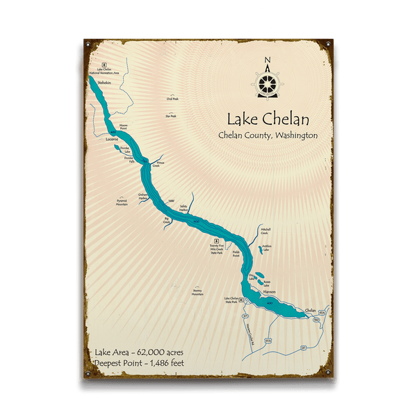Lake Chelan, Washington - Wood & Metal Wall Art