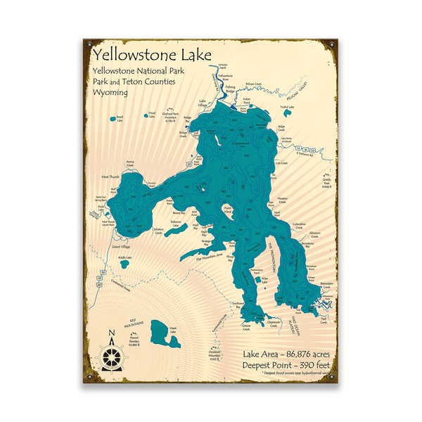 Yellowstone Lake - Wood & Metal Wall Art