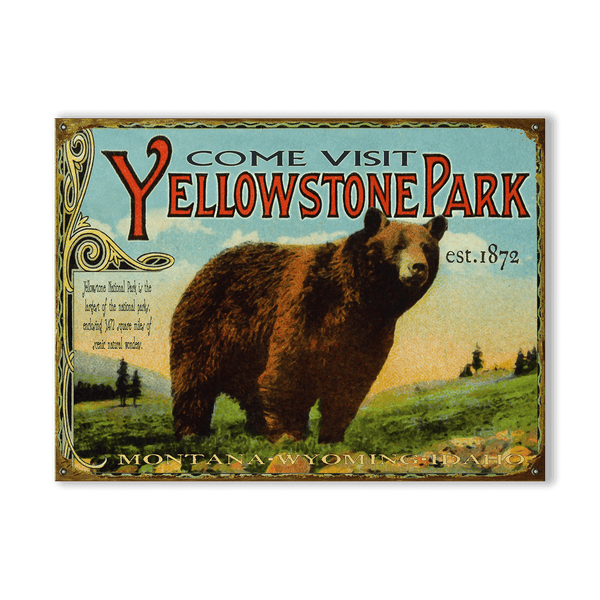 Yellowstone: Bear & Meadow Scene - Wood & Metal Wall Art