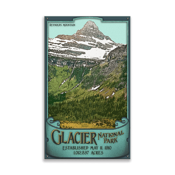 Reynolds Mountain at Glacier National Park: Smooth Finish - Wood & Metal Wall Art