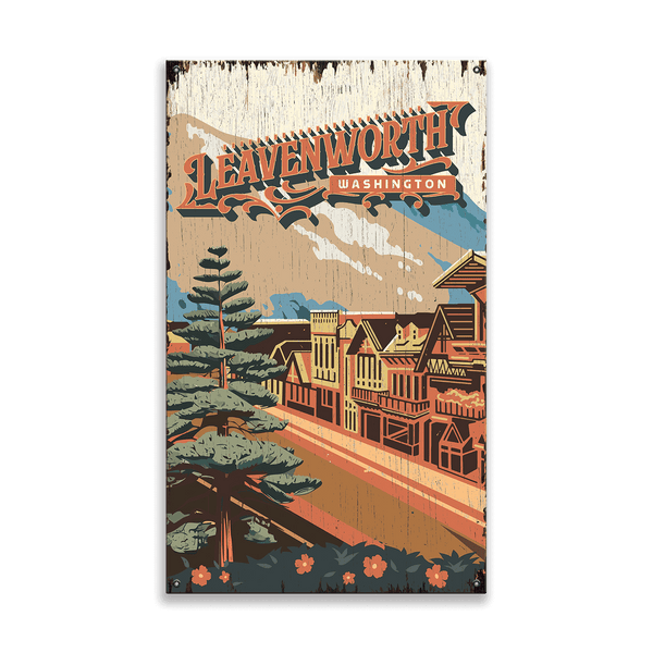 Leavenworth, Washington: Distressed Finish - Wood & Metal Wall Art