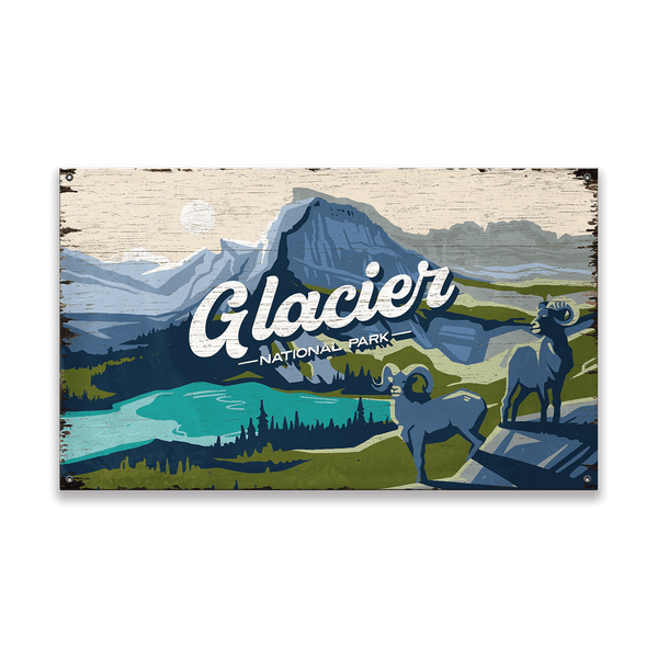 Big Horn Sheep at Glacier National Park: Distressed Finish - Wood & Metal Wall Art