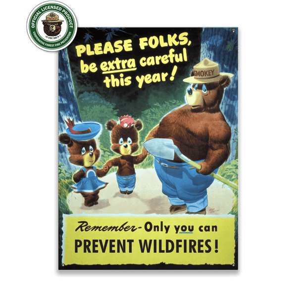 Smokey Bear 1947 Please Folks - Wood & Metal Wall Art