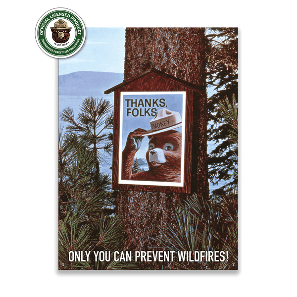 Smokey Bear 1967 Thanks Folks - Wood & Metal Wall Art