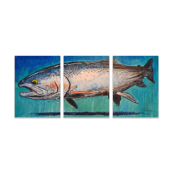 Steelhead Splendor: 3-Piece Wood & Metal Wall Art