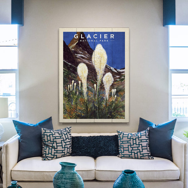 Glacier National Park Beargrass - Wood & Metal Wall Art