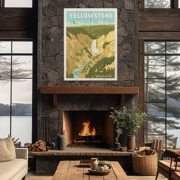 Lower Falls at Yellowstone National Park - Wood & Metal Wall Art