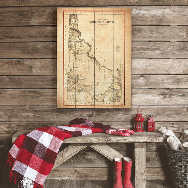 Historic Map of the Idaho Territory - Wood & Metal Wall Art