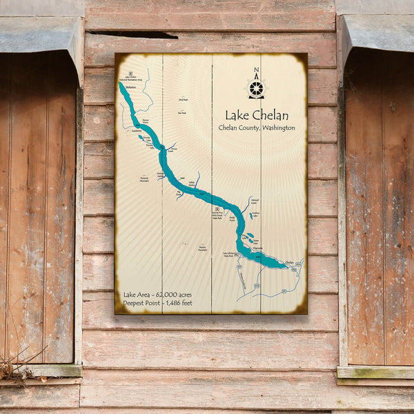 Lake Chelan, Washington - Wood & Metal Wall Art
