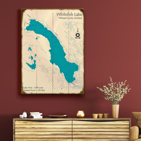 Whitefish Lake, Montana - Wood & Metal Wall Art