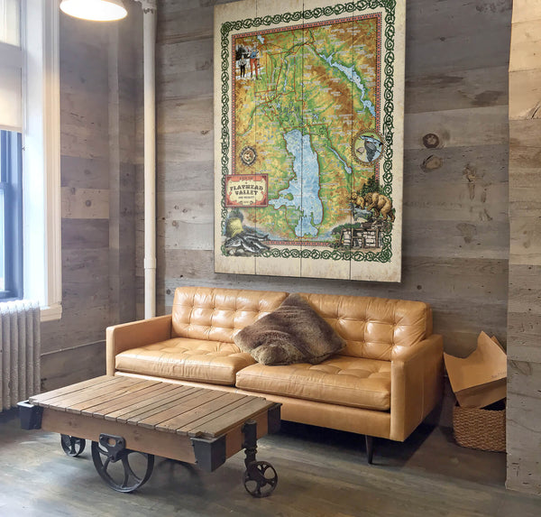 Flathead Valley Montana: Illustrated Map - Wood & Metal Wall Art