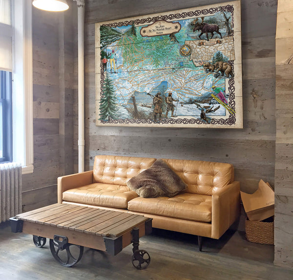 Ski Runs of Big Sky Mountain Resort, Montana - Wood & Metal Wall Art