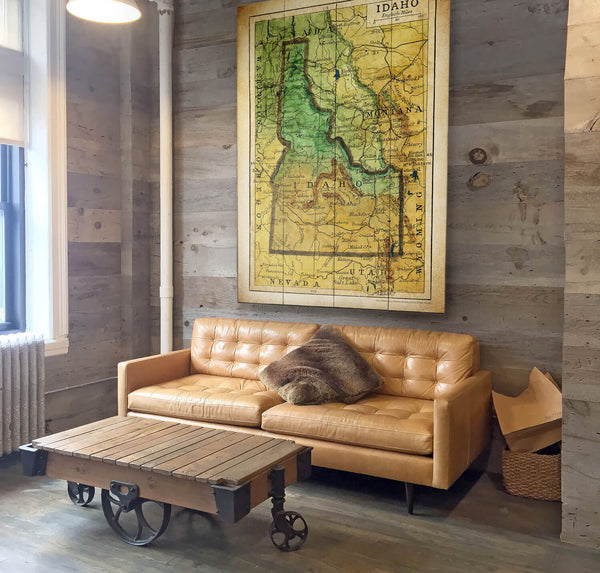 Historic 1906 Map of Idaho - Wood & Metal Wall Art