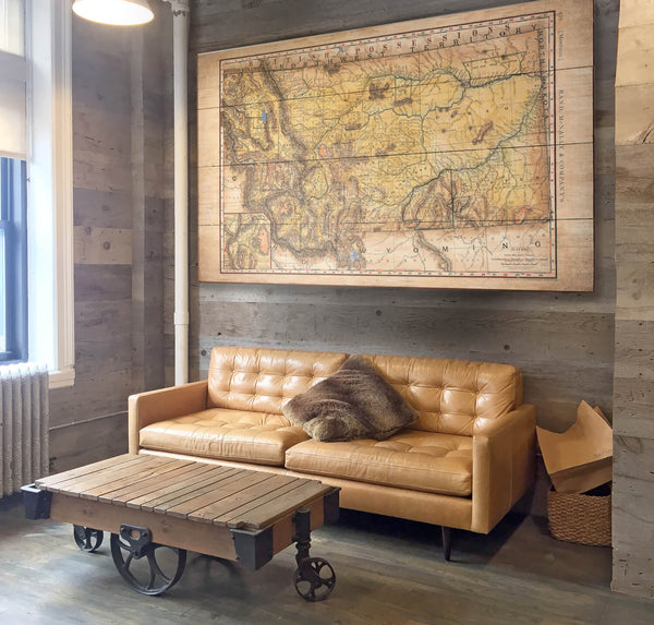 Historic Montana Railroad Map - Wood & Metal Wall Art