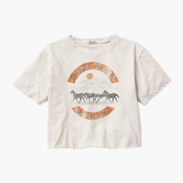 Wild Horses Ivory Bozeman Womens Crop T-Shirt