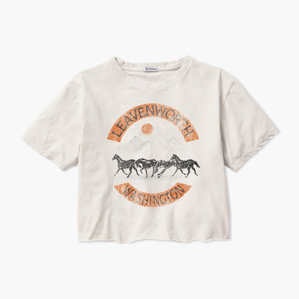 Wild Horses Ivory Leavenworth Womens Crop T-Shirt
