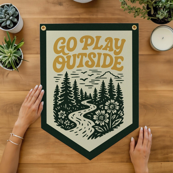Go Play Outside Felt Camp Flag