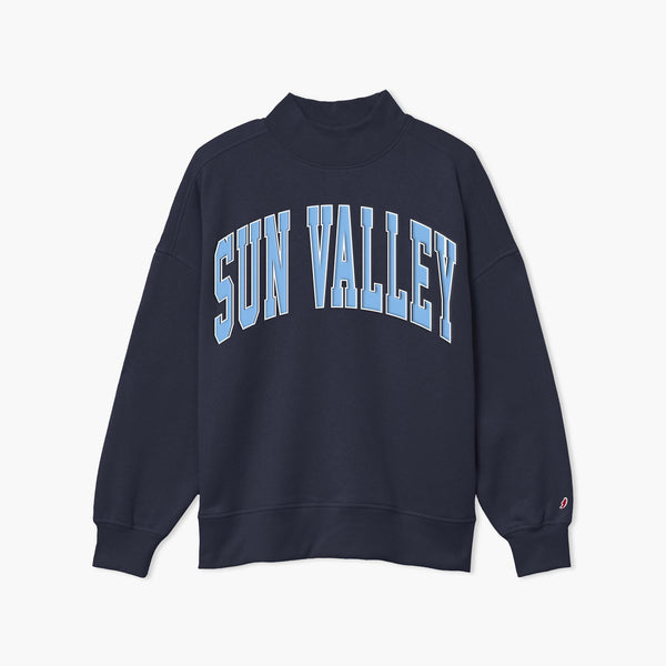 Active Vintage Navy Sun Valley Womens Mock Neck Crewneck