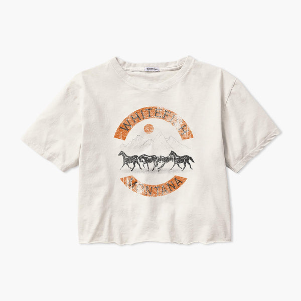 Wild Horses Ivory Whitefish Womens Crop T-Shirt