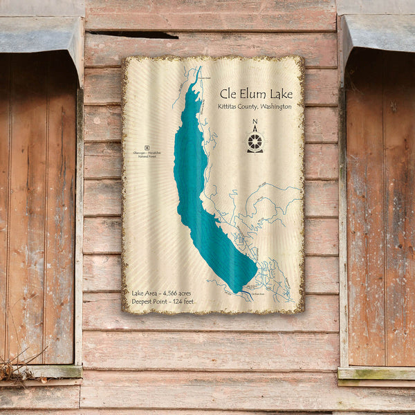 Cle Elum Lake, Washington - Corrugated Metal Wall Art