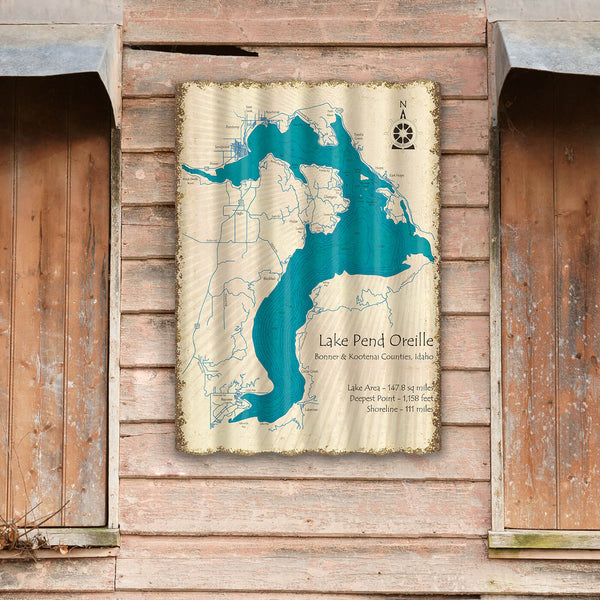 Lake Pend Oreille, Idaho - Corrugated Metal Wall Art