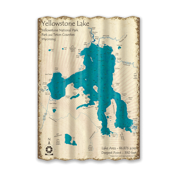 Yellowstone Lake - Corrugated Metal Wall Art