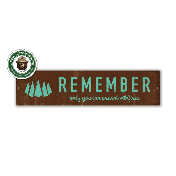 Smokey Bear Remember with Forest Icon - Wall Decor