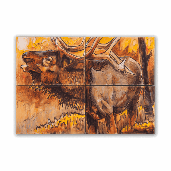 Afternoon Elk: 4-Piece Metal Box Art