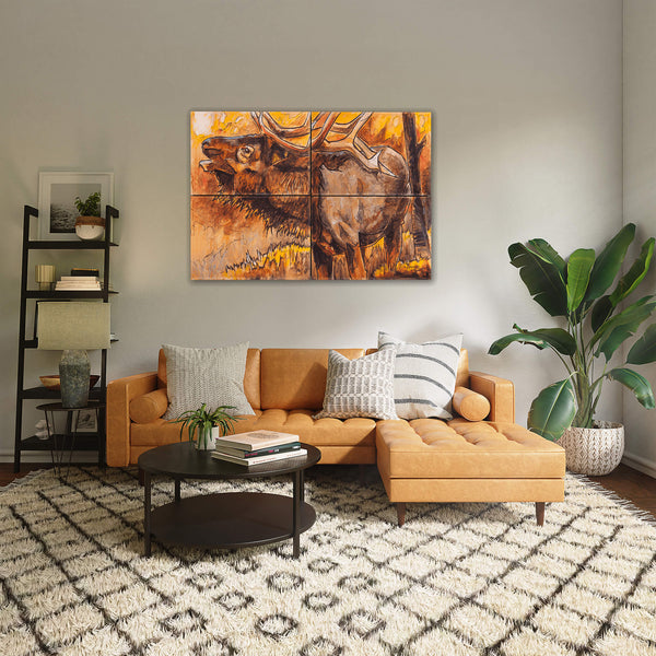 Afternoon Elk: 4-Piece Metal Box Art