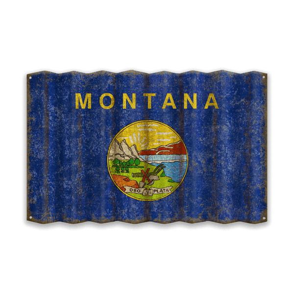 Montana State Flag - Corrugated Metal Wall Art