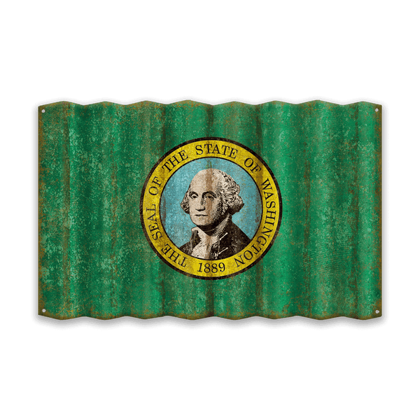 Washington State Flag - Corrugated Metal Wall Art