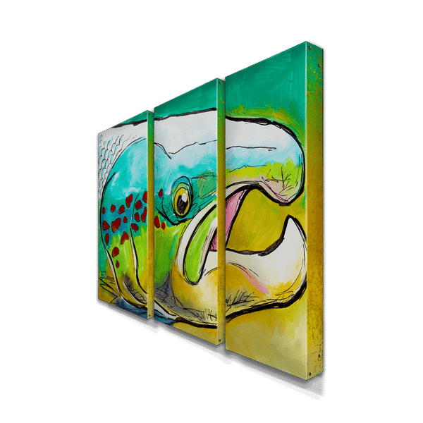 Atlantic Buck Salmon: 3-Piece Metal Box Art