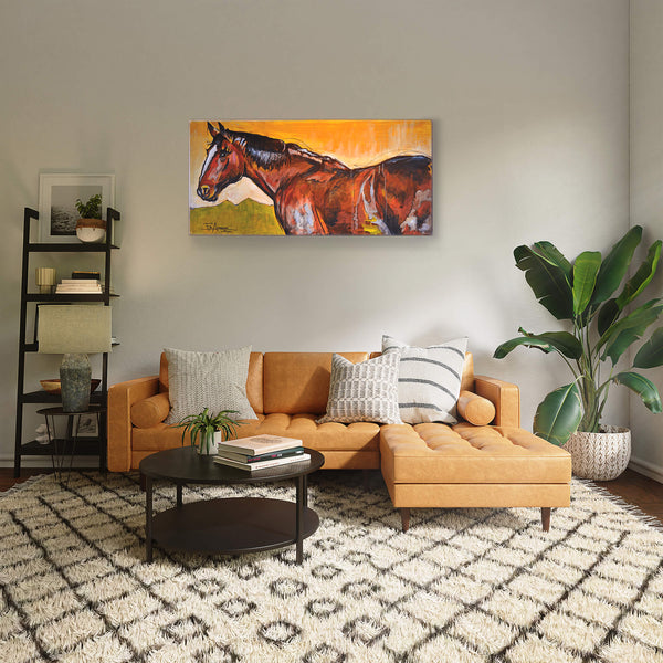 Horse in the Sunset Glow: Metal Box Art
