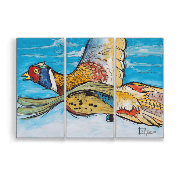 Pheasant in Flight: 3-Piece Metal Box Art